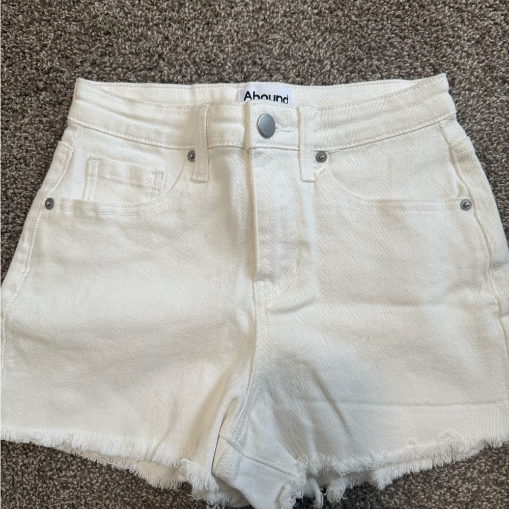 Abound White Jean Shorts High-Waisted Frayed Hem